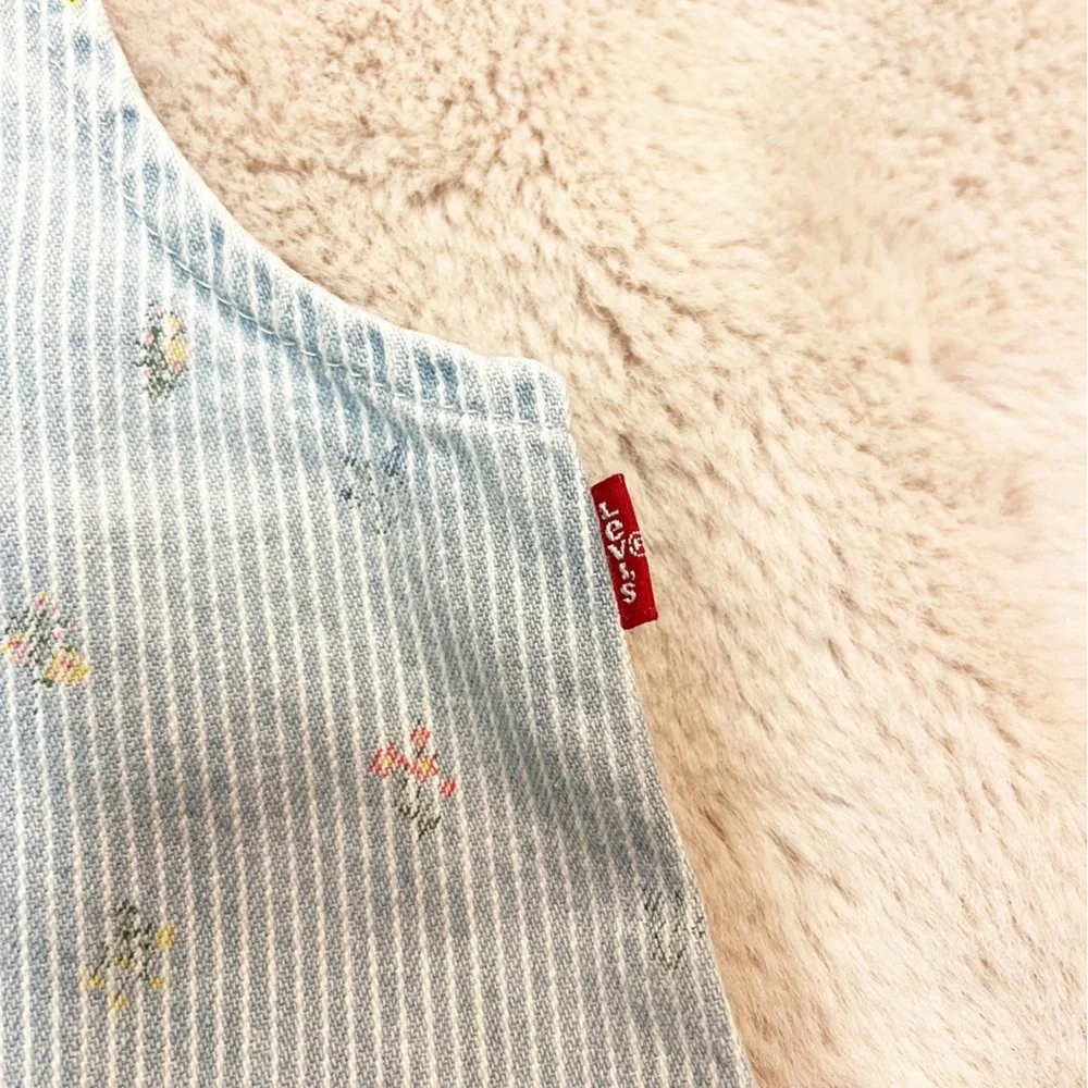 LEVI’S Little Girl’s Denim Skirt Overalls Striped, floral, Embroidered - Picture 5 of 6